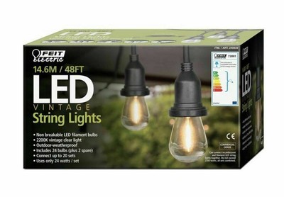 Feit 48 Fuß (14,6 m) Schwerlast Garten LED wasserdichte Lichter Set + 26 Glühbirnen