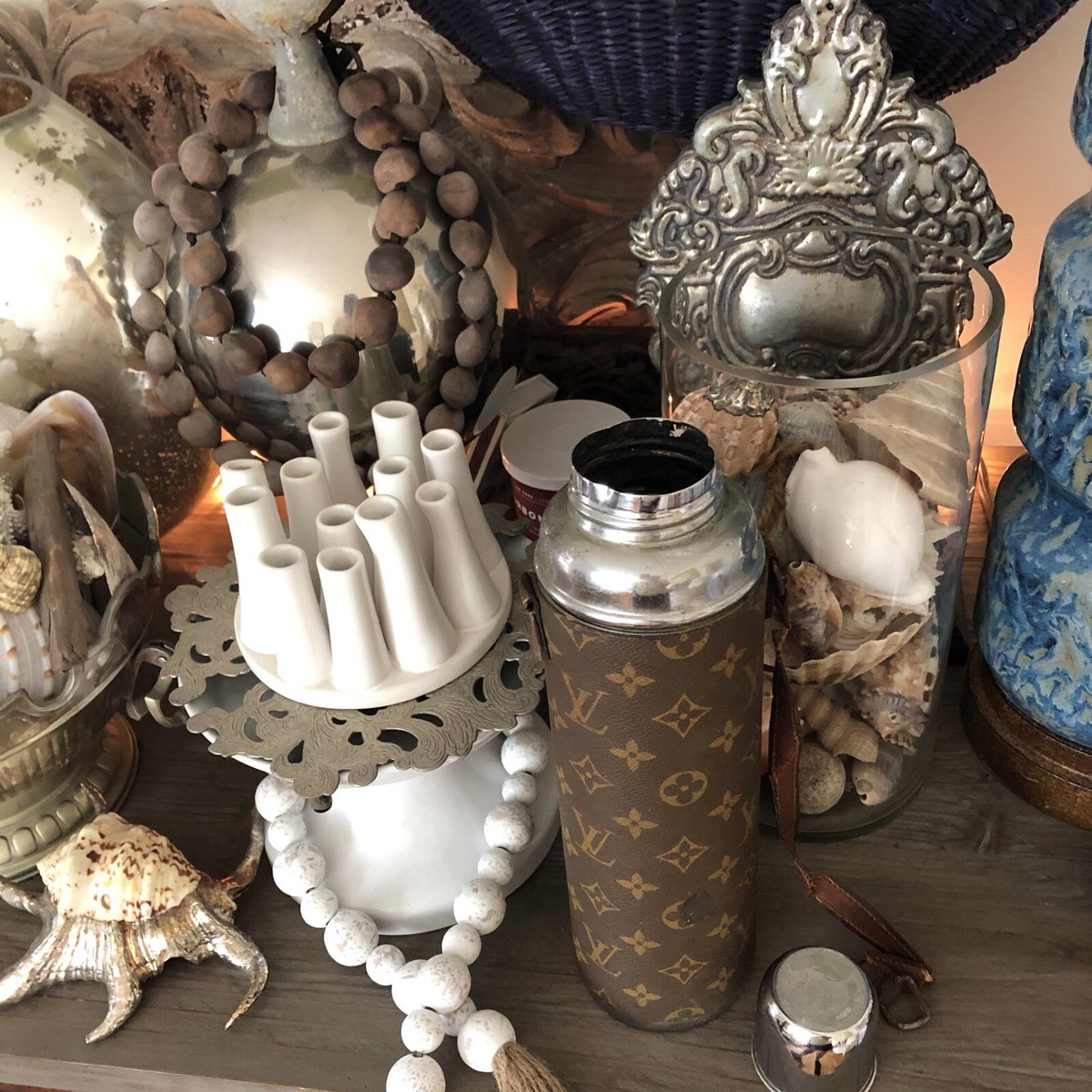 Rare Louis Vuitton Vintage Thermos Picnic Travel Flask Display