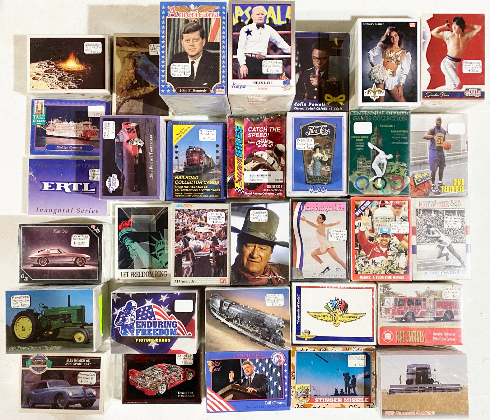 34 SETS NON SPORT SET LOT OLYMPICS PRESIDENTS ERTLE FIRE TRUCKS  2k+ CARDS L34