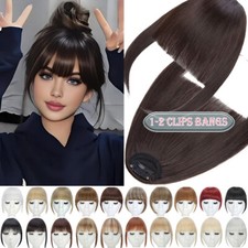 Women Natural As Real Thick Hair Clip Bangs Volume Front Fringe Piece extensions