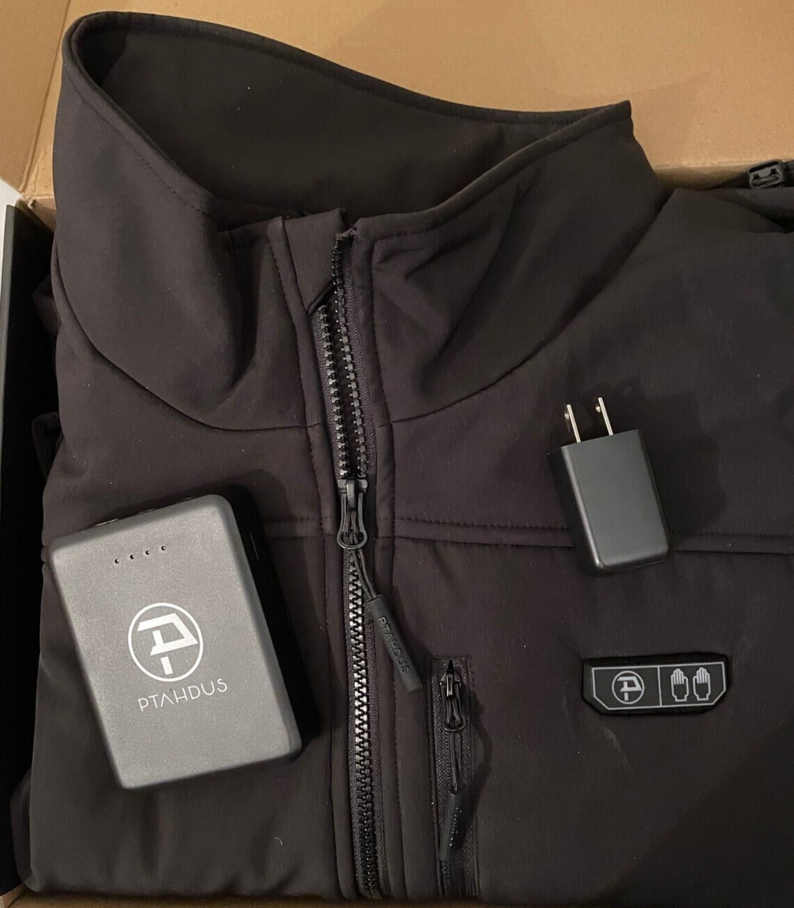 Ptahdus Heated Jacket Soft Shell w/ Hand Warmer W/ 7.4V Battery Pack