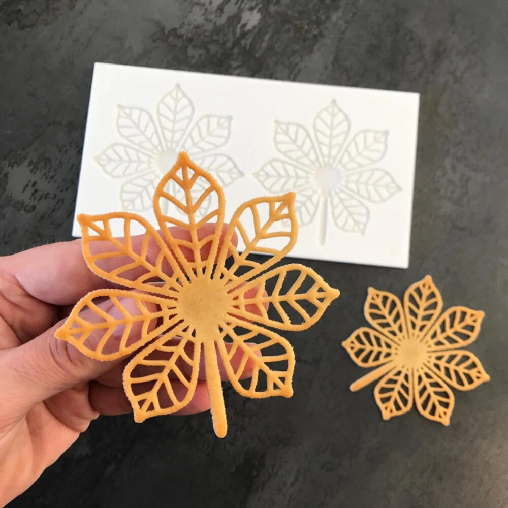 Leaf Fondant Lace Pad Mould Coral Chestnut Leaf Chocolate Silicone Mold Printing