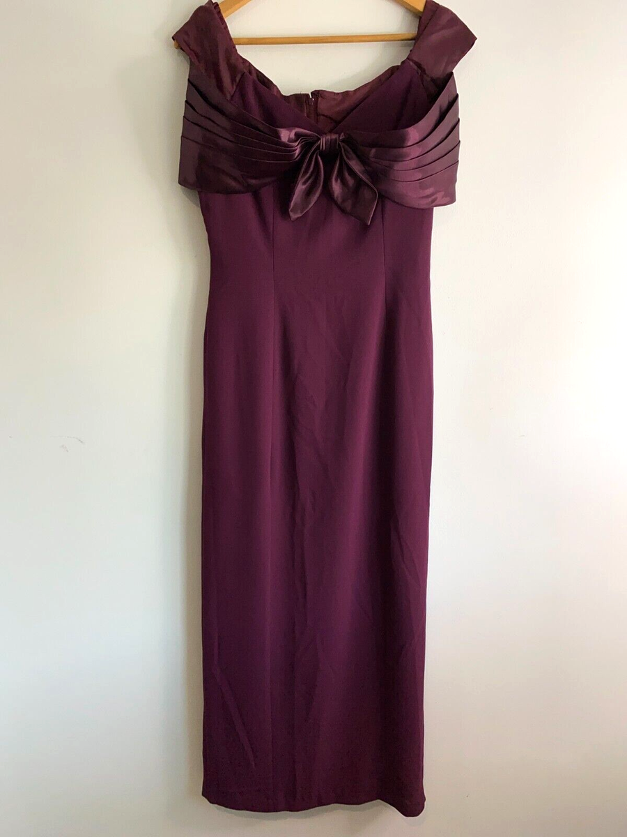 Aurelie Dress Womens Size 10 Purple Pleated Bow V-Neck Zip Lined Cocktail  Party | eBay UK