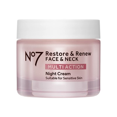No7 Restore & Renew Multi Action Face & Neck Cream - Nighttime Collagen Peptide 