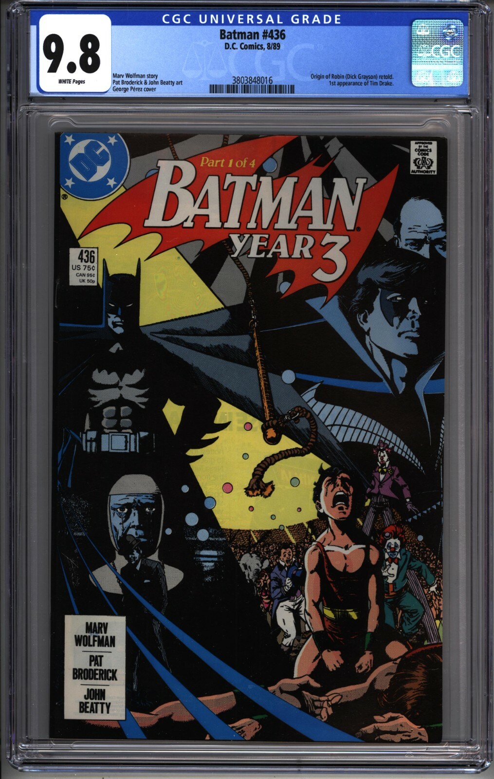 * BATMAN #436 CGC 9.8 Year 3 Pt 1 1st Tim Drake! Wolfman Perez ...