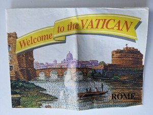 Vintage Welcome to the Vatican Rome Italy Souvenir Travel Map Brochure 1970s