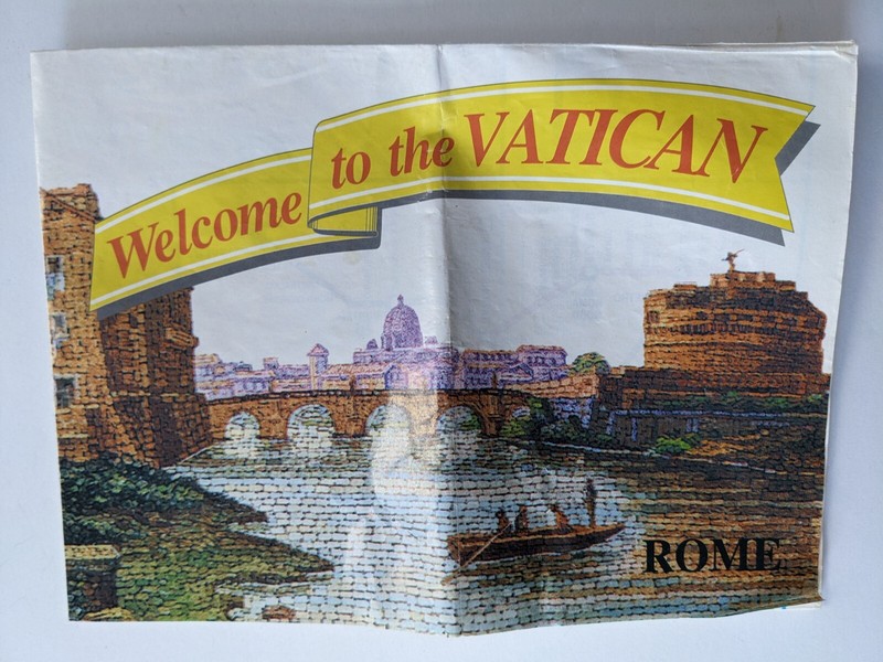 Vintage Welcome to the Vatican Rome Italy Souvenir Travel Map Brochure 1970s