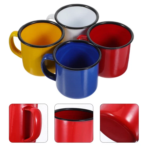  4 Pcs Camping Coffee Mugs Enamel Drinking Cup Travel Retro Outdoor Vintage