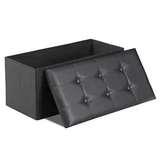 30" Storage Ottoman Bench Foldable Footstools w/Foam Padded Seat Portable Use