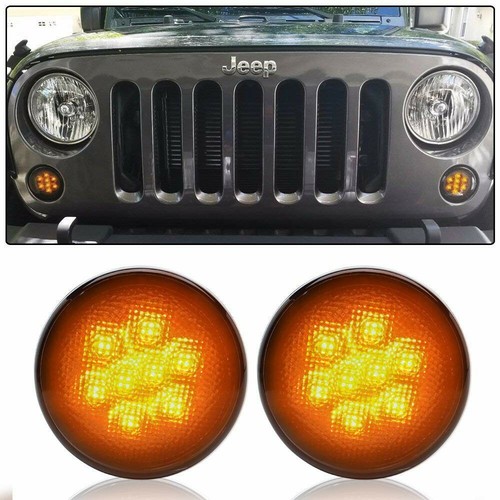 Jeep Led 7 inch round Headlights , Amber signals, high Low beam & fog lights - Picture 9 of 11