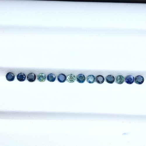 Unheated teal blue green sapphire round cut good color 14 pieces 3.10 carat - Picture 2 of 6