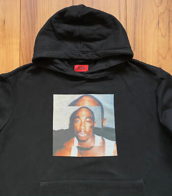 100%ORIG 424 ON FAIRFAX 2015 TUPAC HOODIE GR.L SCHWARZ PULLOVER SEHR SELTEN