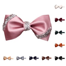Men's Crystal Shimmering Pre-tied Bow Tie Unique Rhinestone Decor Solid Bowtie