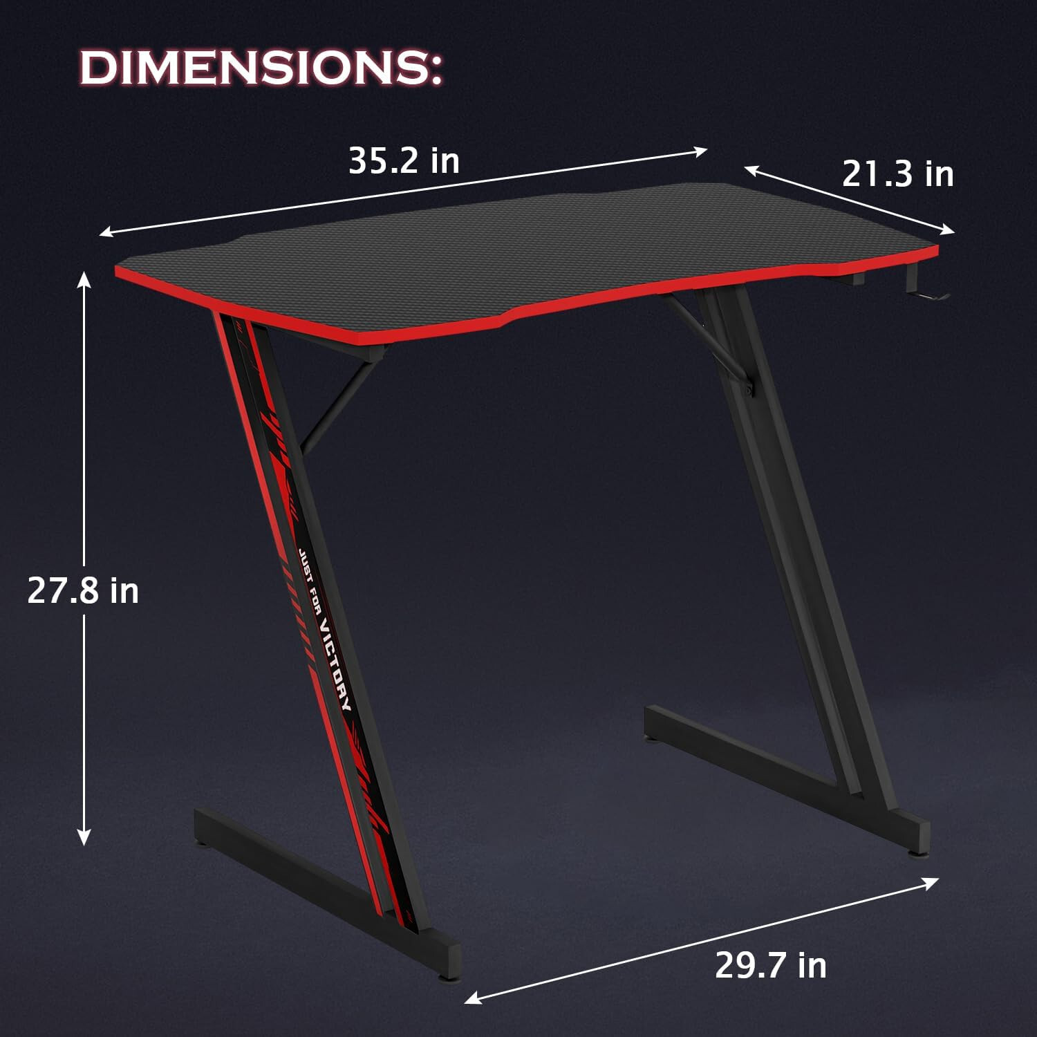 35 Inch Modern Z-Shaped Gaming Desk Computer Desk for Home Office with Headphone
