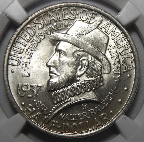 1937 NGC MS67 ROANOKE HALF DOLLAR SILVER COMMEMORATIVE
