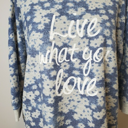 Sonoma Floral Print Graphic Sweatshirt Tunic Blue and White Size Medium  - Picture 4 of 5