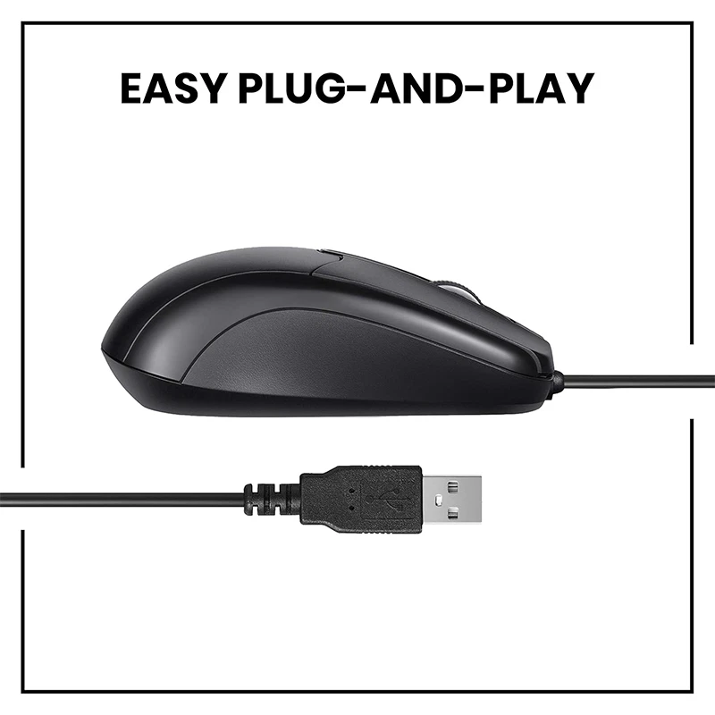 USB 2.0 Optical Wired Scroll Wheel Mouse PC Laptop Notebook Desktop Black Mice - Image 4 of 4