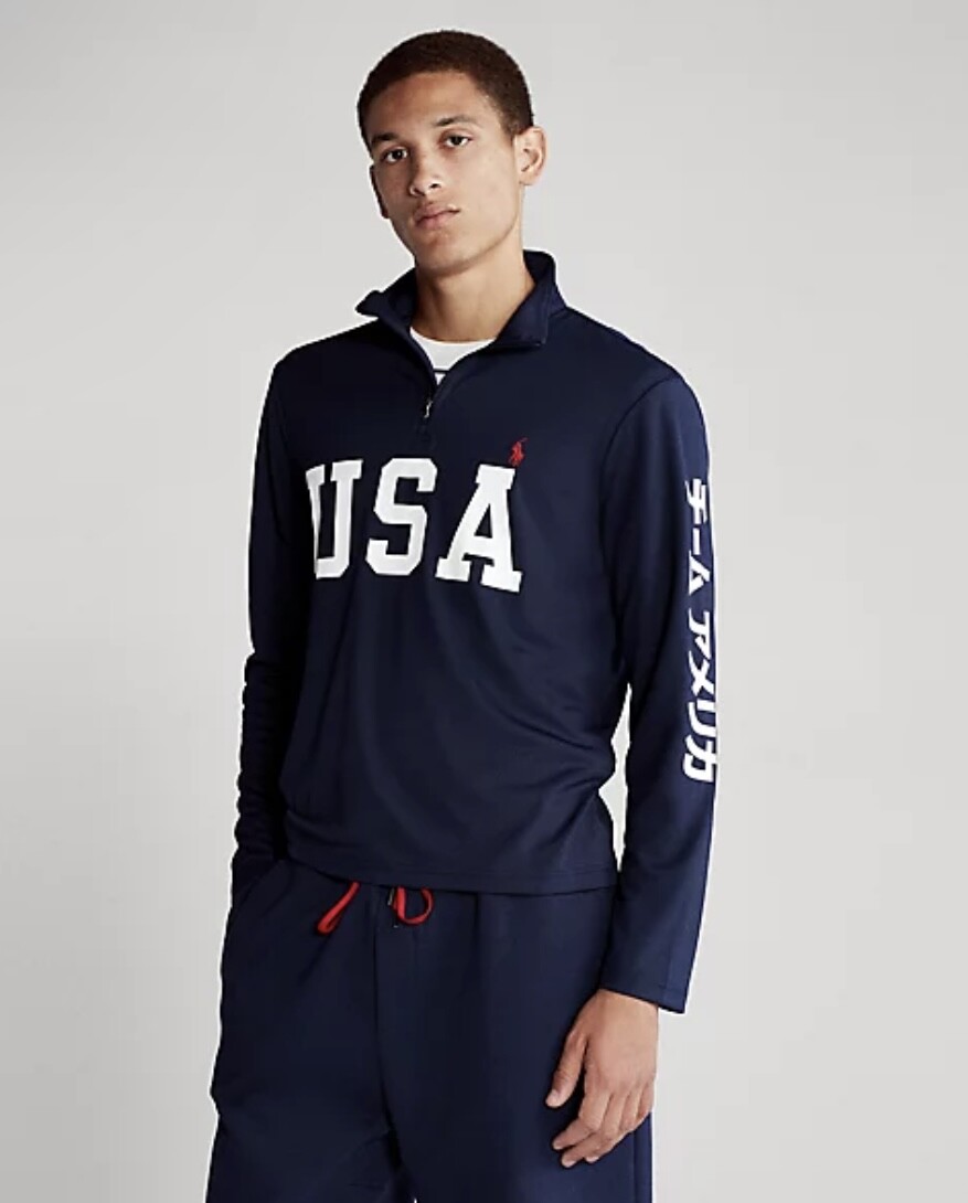 POLO RALPH LAUREN Men's Navy Team USA Tokyo Olympics Quarter-Zip
