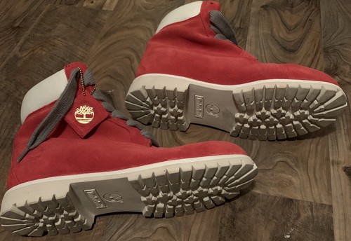 SHIPS SAME DAY Timberland 6 pulgadas rojo y blanco para hombre talla 11 talla 11M raro - Imagen 11 de 12