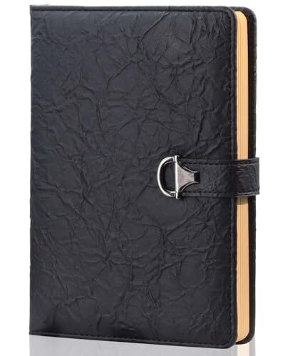 Vintage Black Leather Journal for Men – A5 Kraft Paper Diary with 240 Pages  -image