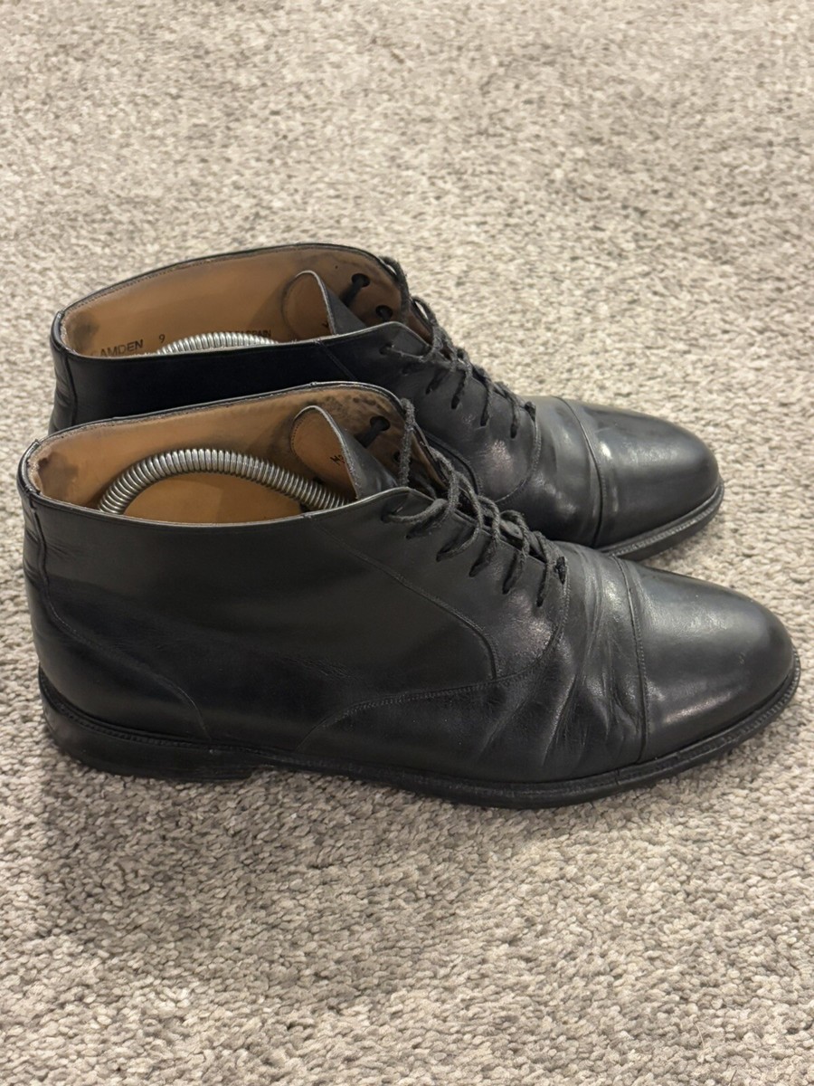 Mezlan Size 9 Camden Cap Toe Leather Black Boots Shoes Ankle  display picture 2