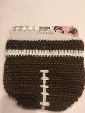 Diaper Cover So 'Dorable Hand Crocheted Size 0-6 months Football pattern