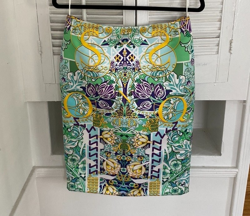 NWT Mary Katrantzou Digital Print Knee Length Pencil Skirt, Size 6 ($1390)