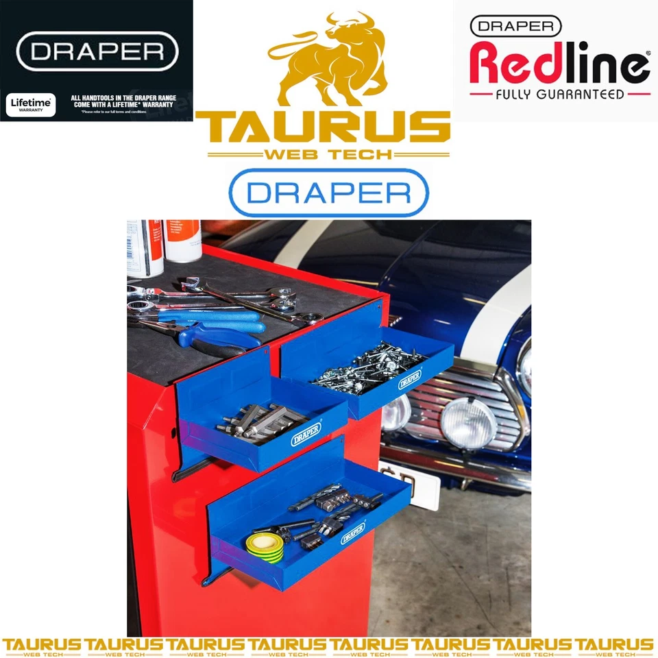 3Pc DRAPER PRO Magnetic Tool Tray Set Tool Cabinet Metal Storage DIY UK FREE P&P - Image 2 of 4