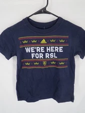 RSL Real Salt Lake Kids Sizes S/L 4 7 Blue Adidas Shirt