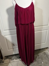 Mango Ladies Crinkled Maxi Pink Strappy Summer Fully Lined Dress Size XS