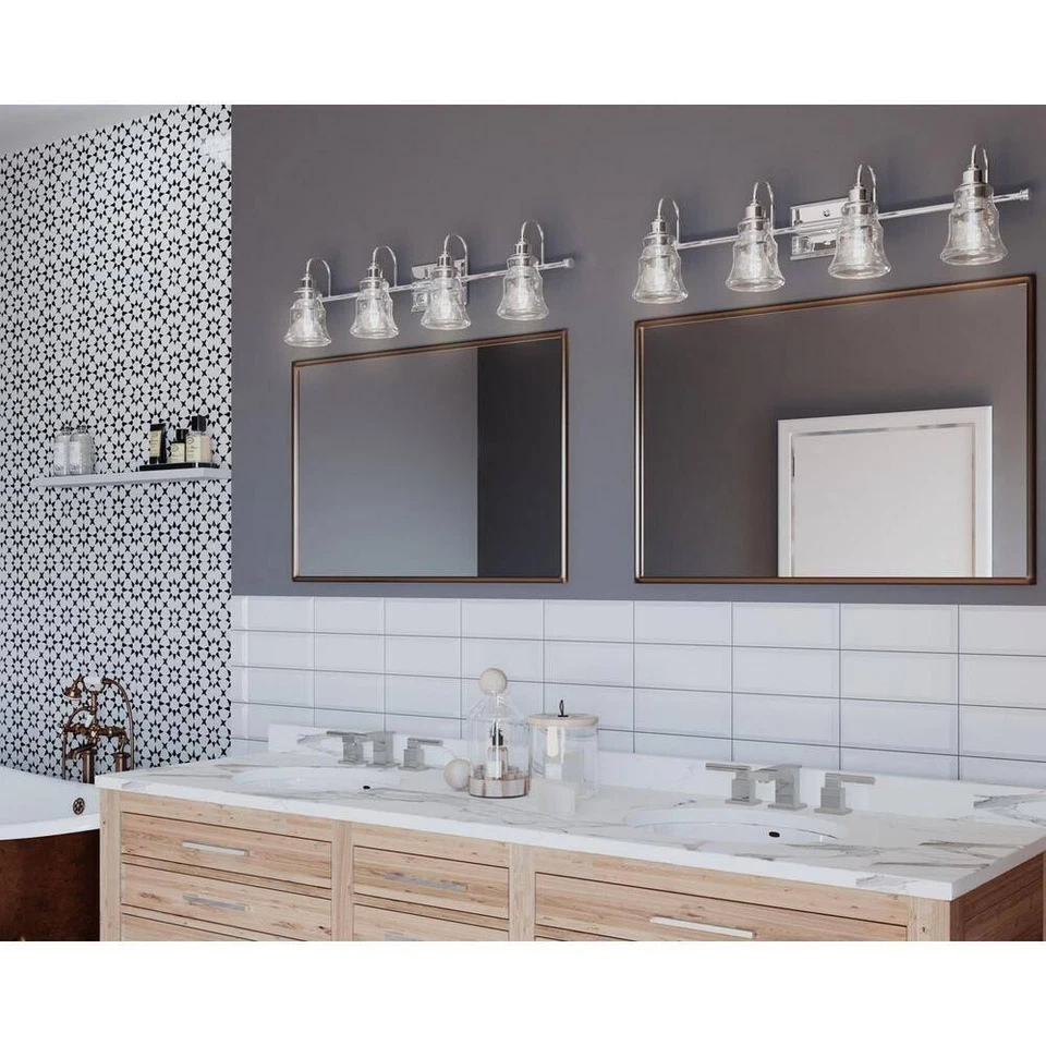 Iluminação de vaidade Progress Lighting 9,25" costeira 4 luzes aço cromado polido - Imagem 2 de 2