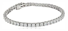 Platinum Plated Sterling Silver Swarovski Zirconia Tennis Bracelet 8 Inch 6mm