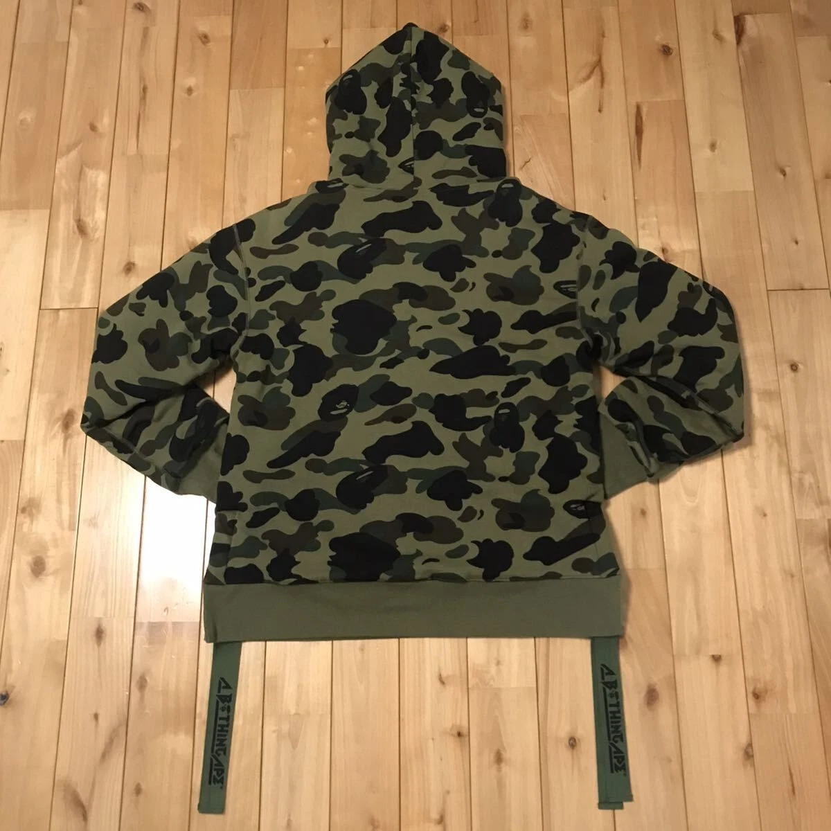 A BATHING APE (BAPE) Felpa con cappuccio uomo A Bathing Ape BAPE mezza zip squalo 1° verde mimetico taglia media