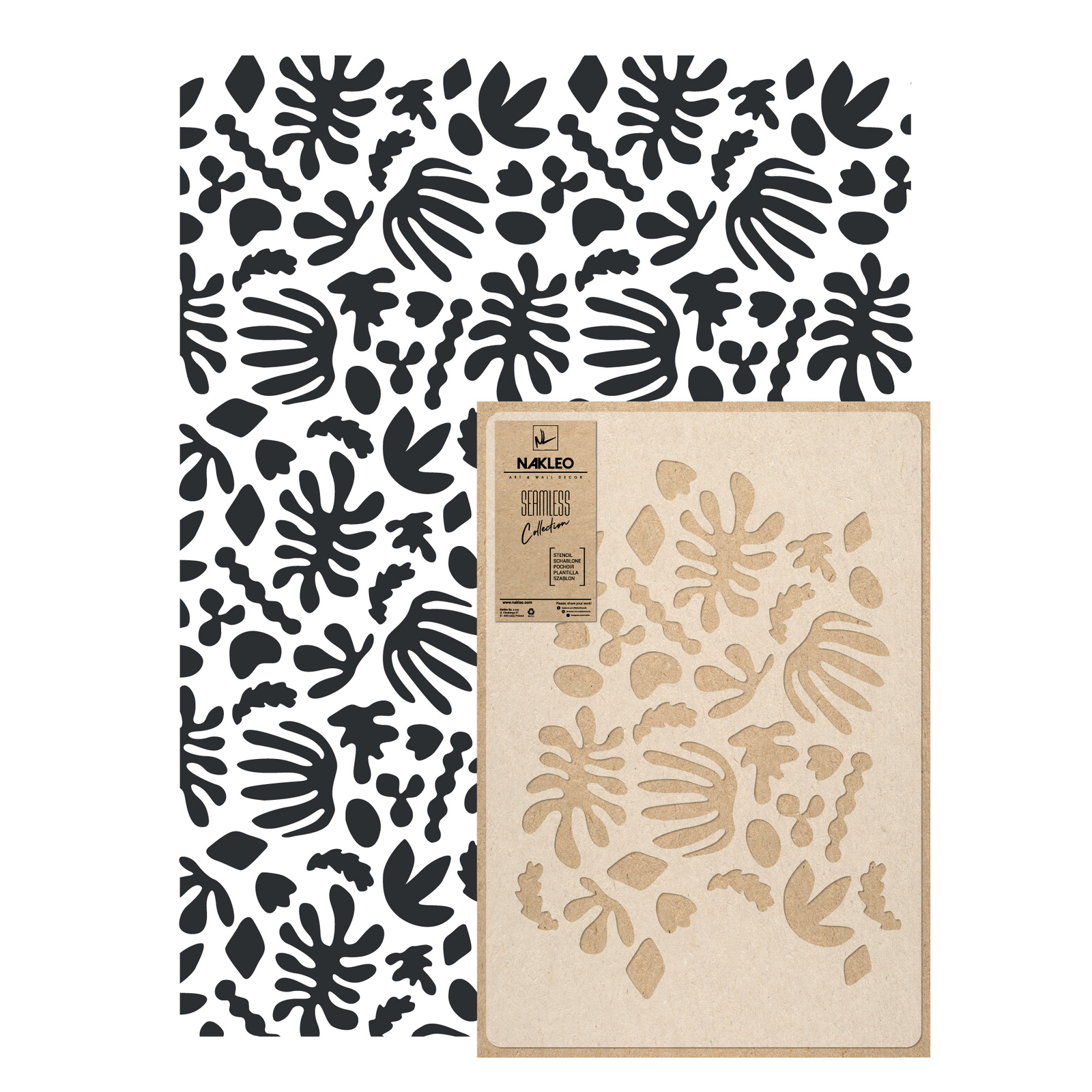 Reusable PLASTIC Wall STENCIL Template 59x95cm Seamless Allover MATISSE ABSTRACT