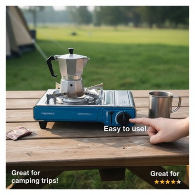 Campingaz Camp B Bistro DLX Stopgaz Campingkocher blau Edelstahl gasbetrieb