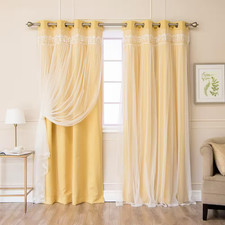 Sunlight Fringed Border Solid Grommet Room Darkening Curtain - 52 In. W X 84 In.