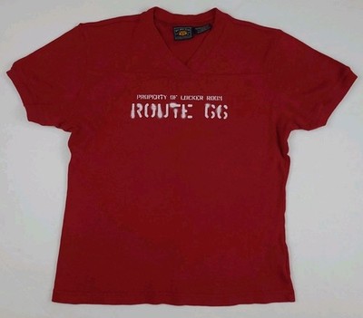 Vintage Y2k Route 66 Property Locker Room Print T Shirt Knit Cotton 2000s USA M