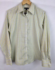 Lands' End Women's Shirt Size 10 Green Blue Plaid Long Sleeve Button Down Top