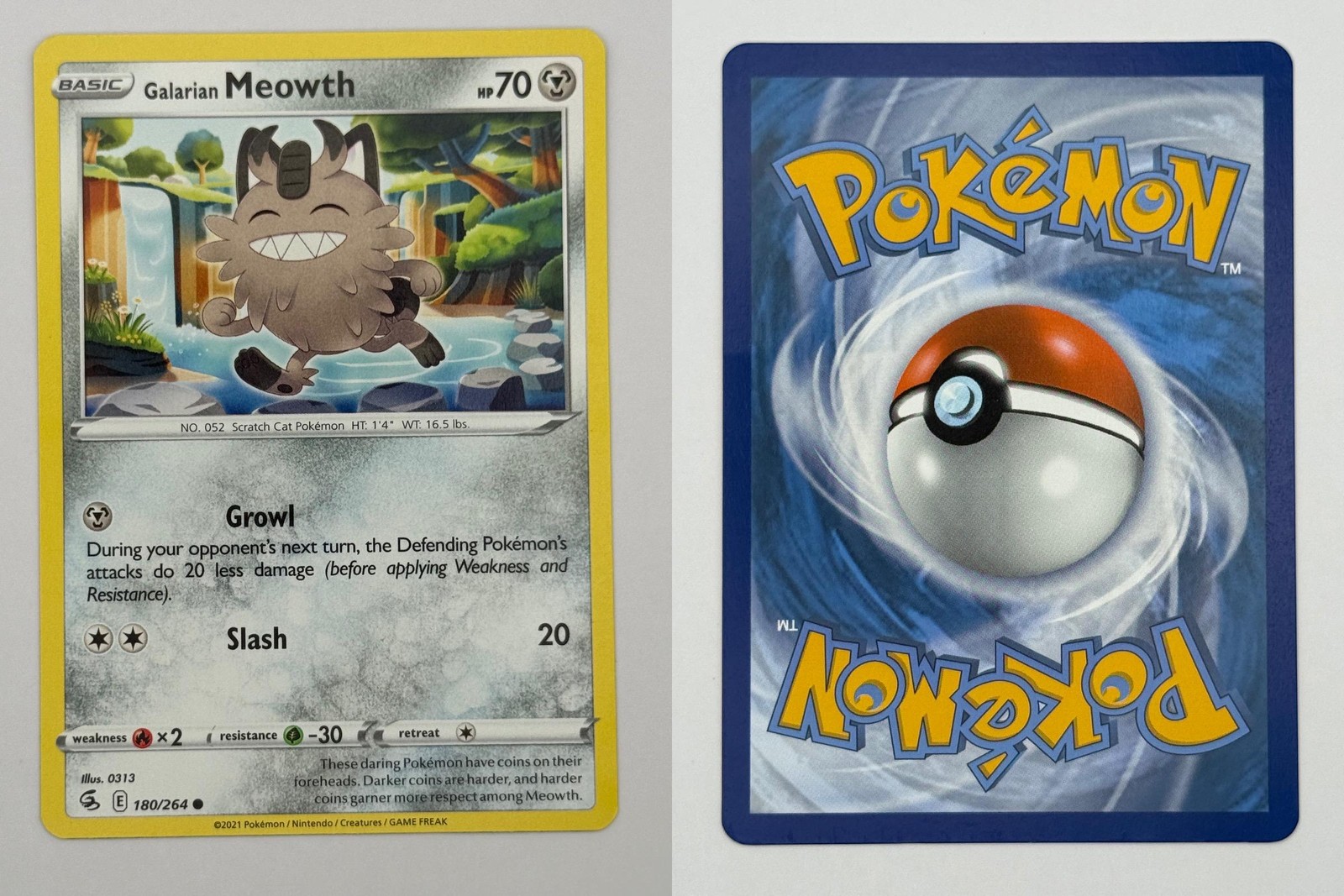 Galarian Meowth 180/264 Common Fusion Strike Pokemon Moderately Played