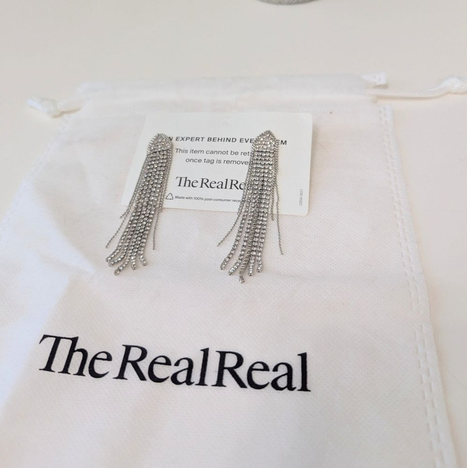 Rhinestone Silver Dangling Earrings - image 3