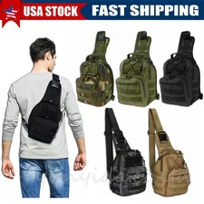Mens Backpack Tactical Sling Shoulder Bag Molle Travel Chest Pack Outdoor Hiking