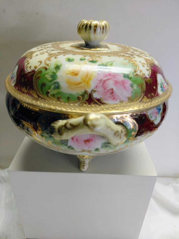 Antique TOKIO WHEELLOCK JAPAN Hand-painted Cracker Bowl - Image 2 of 4