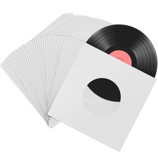Eaasty 100 Pieces Paper Vinyl 45 RPM Record Sleeves 7 Inch White