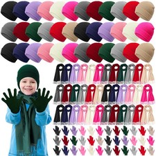 108 Pcs/ 36 Set Kids Winter Beanies Gloves Scarf Bulk Colorful Warm Knit Glov...