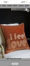 BNWT Rockett St George I Feel Love Slogan Velvet Embroidered Cushion 45cm x 45cm