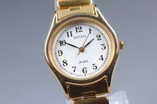 Vintage 1994 Exc 4 Seiko Alba V701-1L70 Gold Round 25mm Quartz Men's Watch
