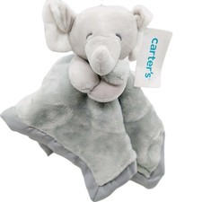 Carters Gray Elephant Cuddle Lovey Plush Security Blanket Stuffed Animal NWT