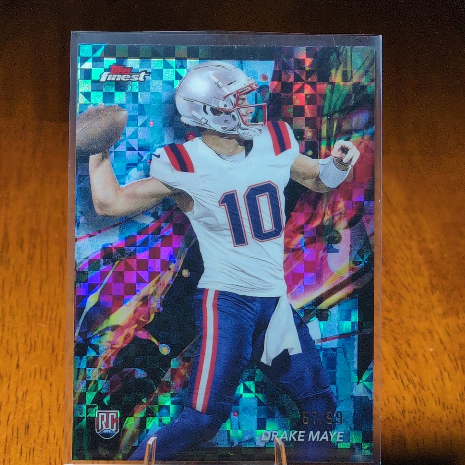 2024 Topps Finest Football Drake Maye #62 Blue Checkerboard /99