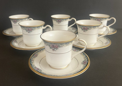 Noritake, Gold and Sable, Cups & Saucers, set of 6, Bone China