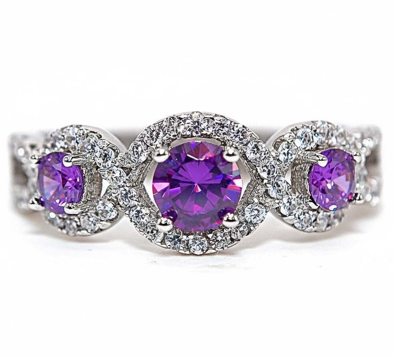 2CT  Amethyst 925 Genuine Sterling Silver Ring Jewelry Sz 7
